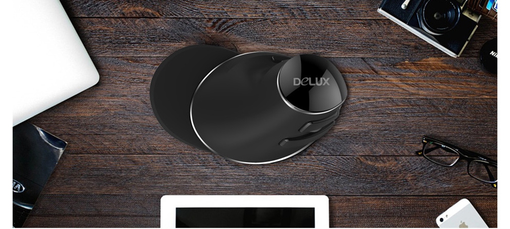 Delux M618 Plus 2.4G Blue Light Wireless Portable Mobile Mouse 6 Buttons For PC Laptop Desktop 1600 DPI - Black