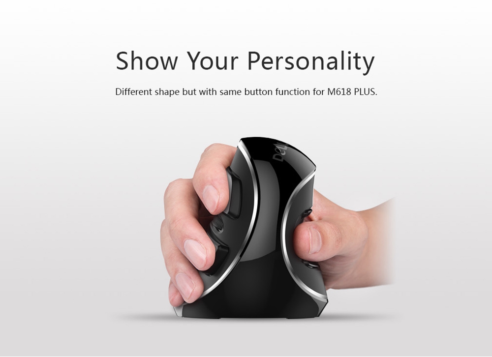 Delux M618 Plus 2.4G Blue Light Wireless Portable Mobile Mouse 6 Buttons For PC Laptop Desktop 1600 DPI - Black