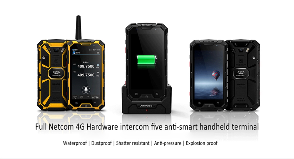 Conquest S8 5.0 Inch IP68 Waterproof 4G Smartphone MTK6755 4GB 64GB 16.0MP Rear Camera Android 6.0 FHD Screen 6000mAh - Black