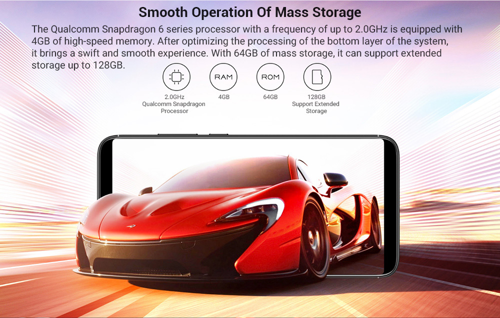 Nubia V18 6.01 Inch 4G LTE Smartphone Snapdragon 625 4GB 64GB 13.0MP Camera Nubia UI 5.1 4000mAh Face ID 18:9 FHD+ Full Screen OTG - Black
