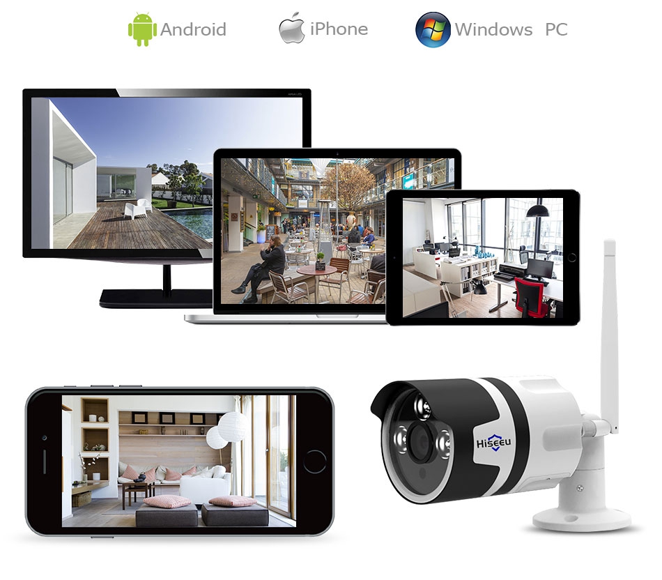 Hiseeu FHY 1080P WiFi IP Camera 2.0MP CMOS Metal Case Two-way Audio Night Vision Security Camera -White