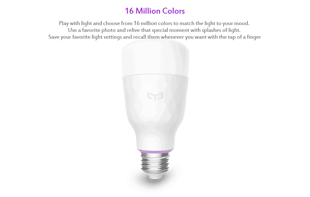 Xiaomi Yeelight YLDP06YL Smart Light Bulb APP Control 10W RGB E27 16 Million Colors - White