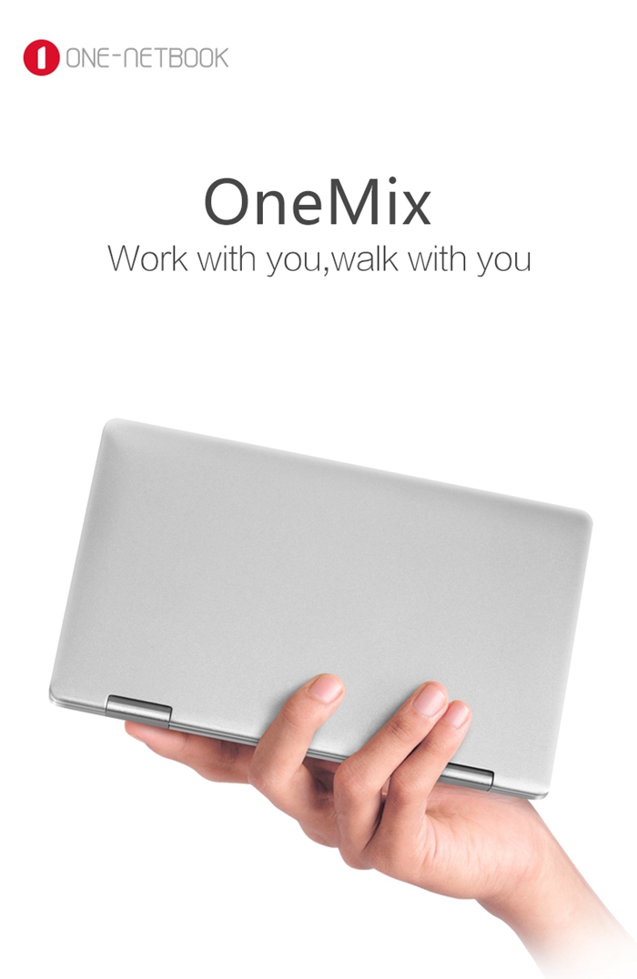 One Netbook One Mix Laptop Intel Cherry Trail x5-Z8350 Quad Core 7" IPS Screen 1920*1200 Windows 10 8GB DDR3 128GB eMMC - Silver