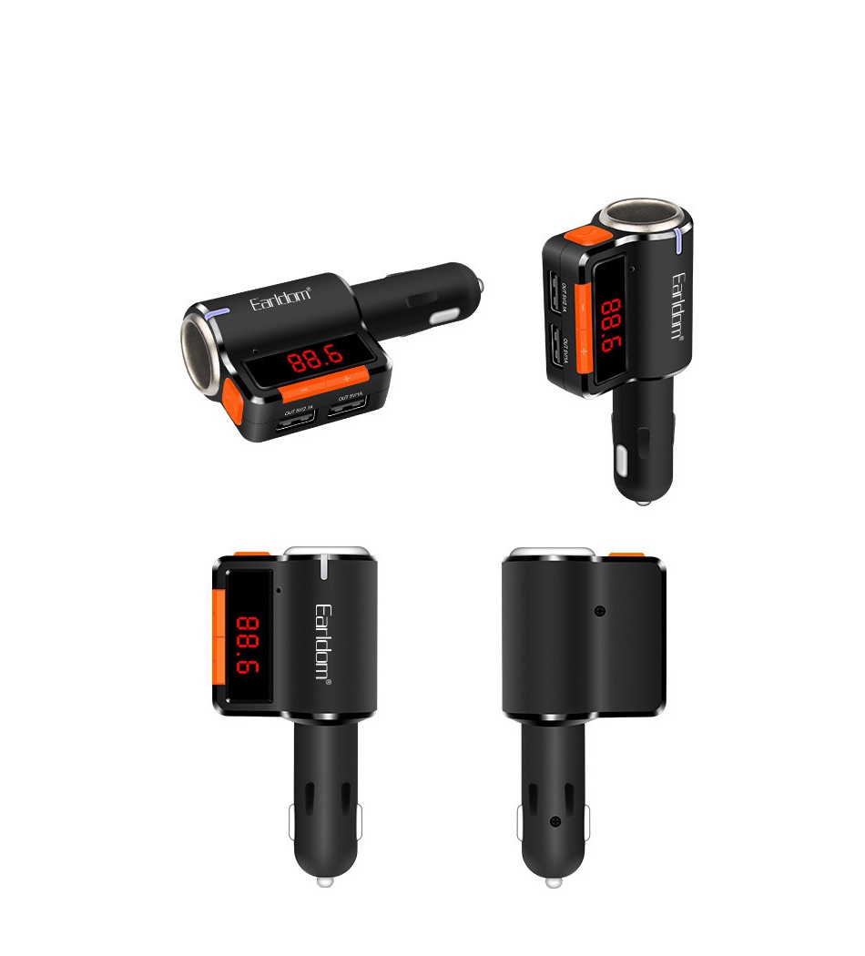 Earldom M10 Dual USB Car Charger Bluetooth Handsfree Call Car MP3 Player FM Transmitter - Black