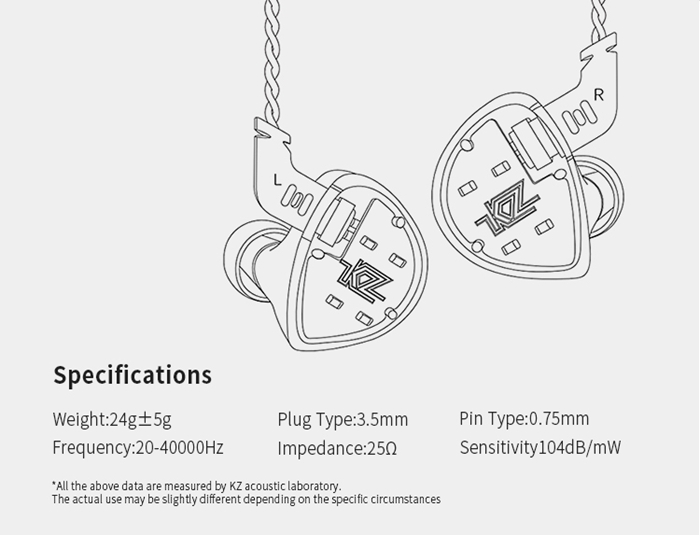 KZ ES4 HiFi Balanced Armature Dynamic Driver Hybrid Earphone Noise Cancelling Heavy Bass Headphone - Cyan