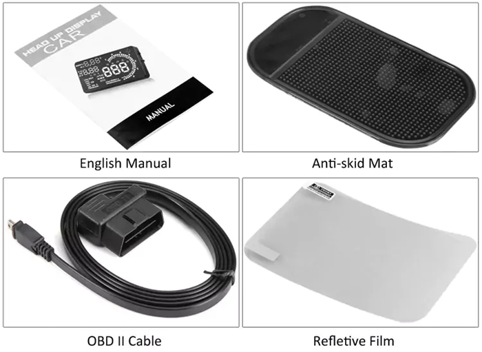 A8 5.5 Inch OBDII Car HUD Head Up Display Windscreen Projector With Speed Warning Intelligent Digital Instrument - Black