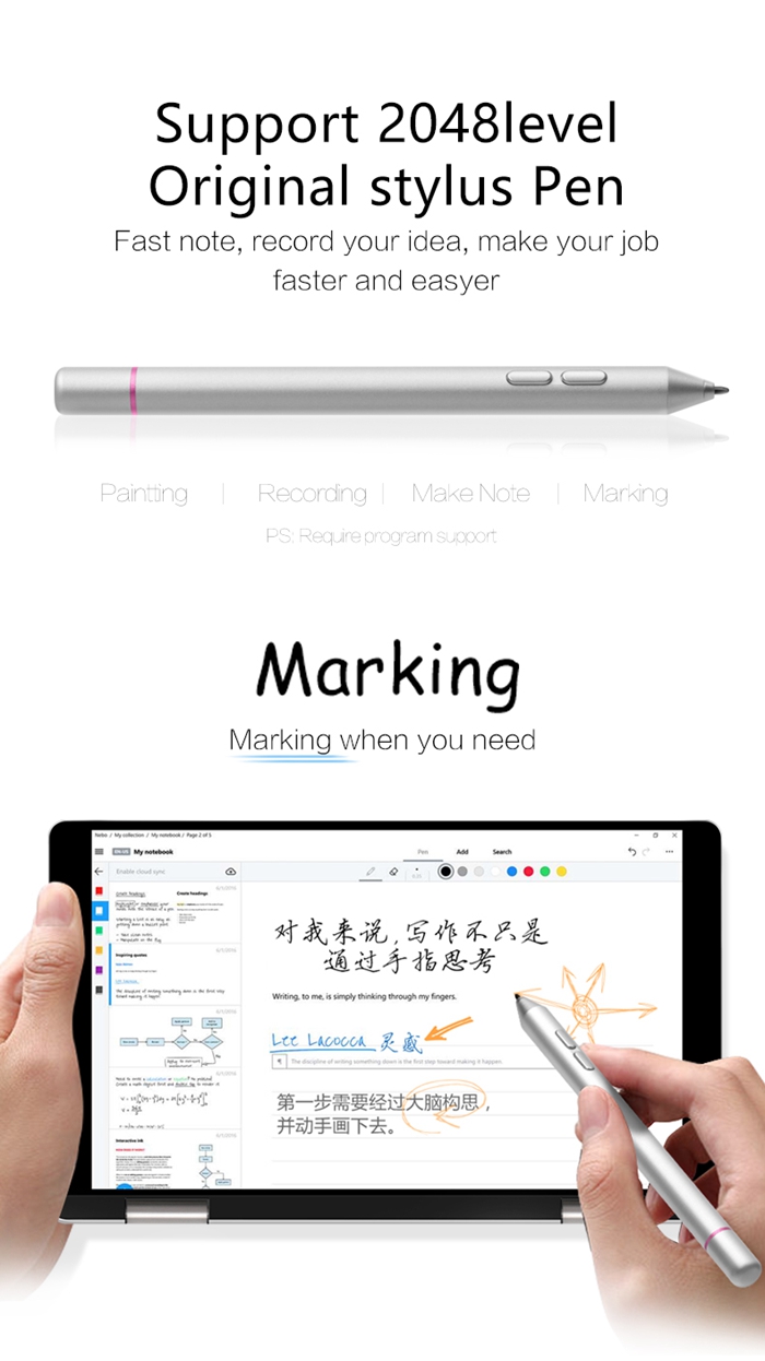 One Netbook One Mix Laptop Intel Cherry Trail x5-Z8350 Quad Core 7" IPS Screen 1920*1200 Windows 10 8GB DDR3 128GB eMMC - Silver