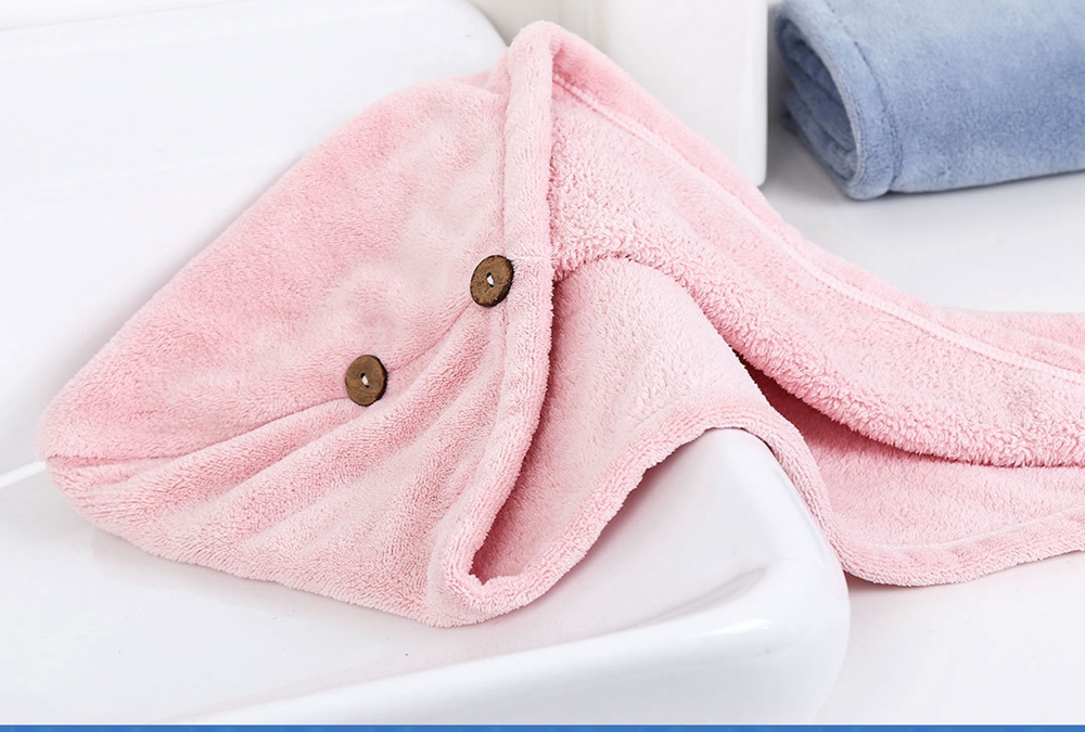 Xiaomi SIMFUN Fiber Soft Hair Drying Cap Strong Absorbent Double Buckle Design - Pink