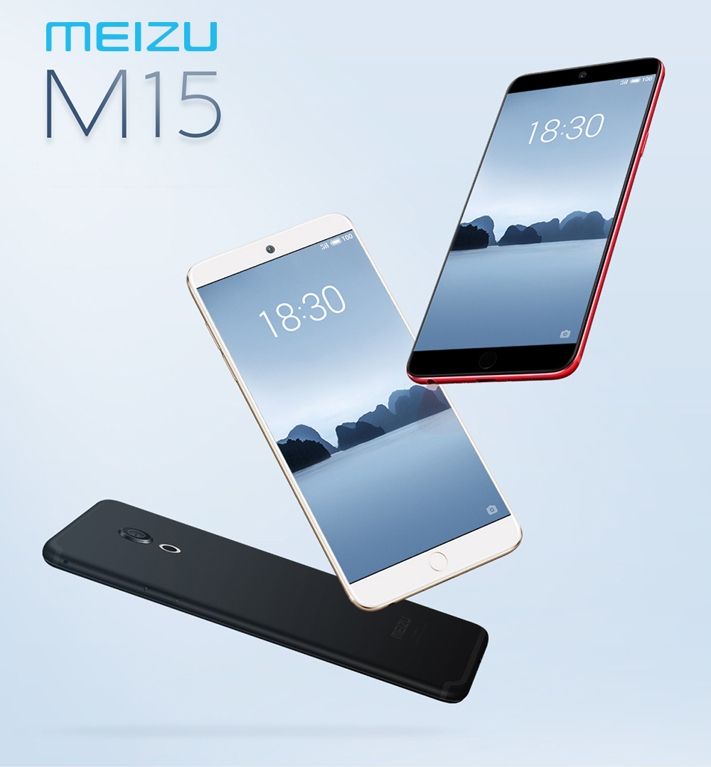 Meizu M15 5.46 Inch 4G LTE Smartphone Snapdragon 626 4GB 64GB 20.0MP AI Camera Flyme 7 OS FHD Screen Touch ID Fast Charging Type-C OTG GPS - Black