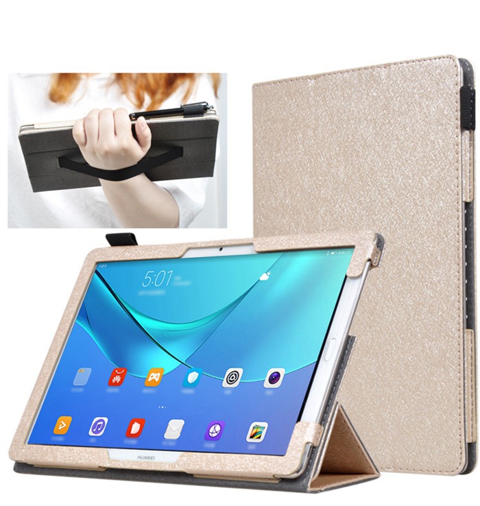 Protective Leather Case With Kickstand Armband Function For Huawei M5 10.8 Inch Tablet PC - Black