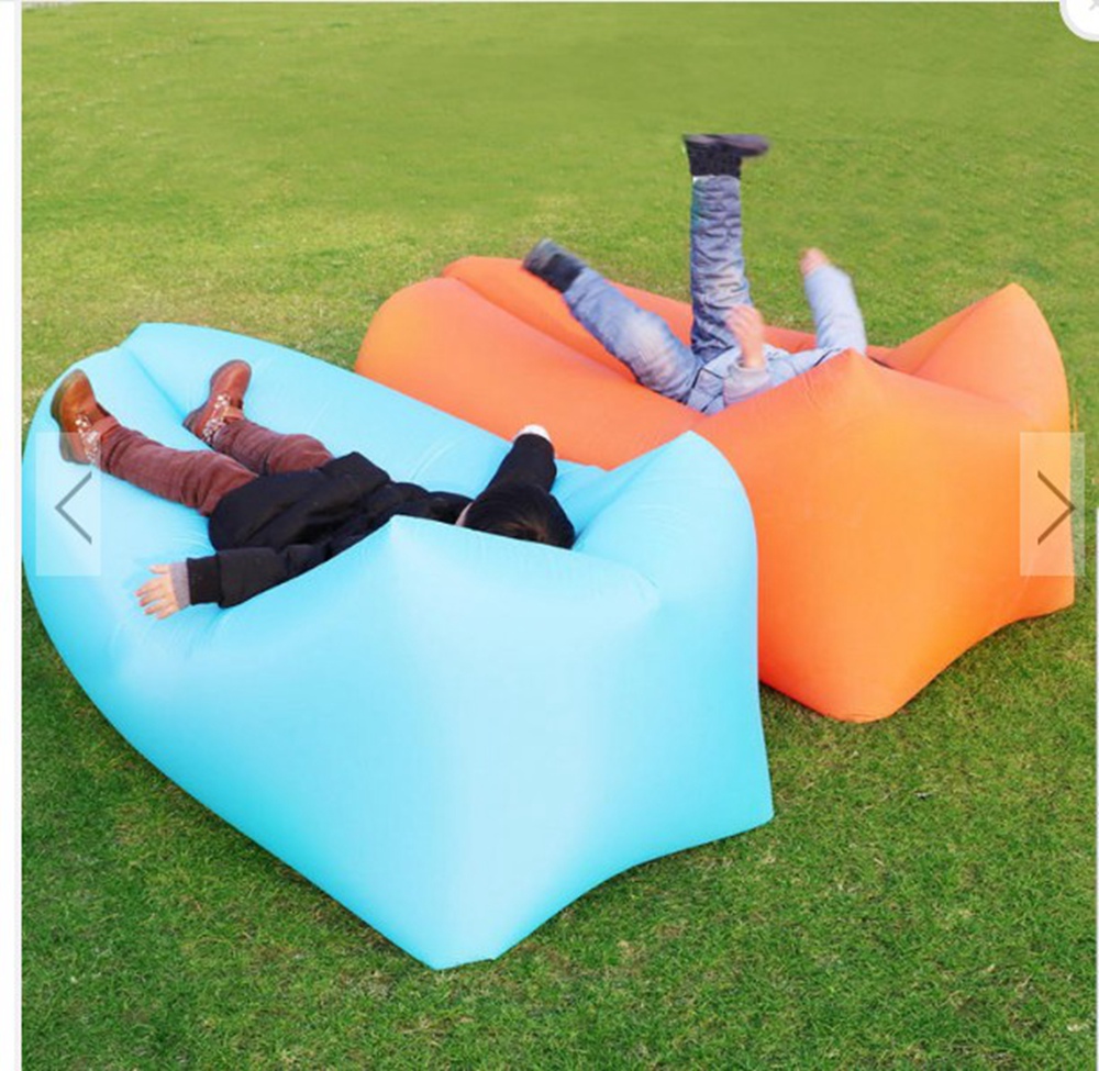Portable Travel Lazy Sofa 210D Oxford Fast Air Inflatable Sleeping Lay Bed Lounger Max Load 300KG - Black