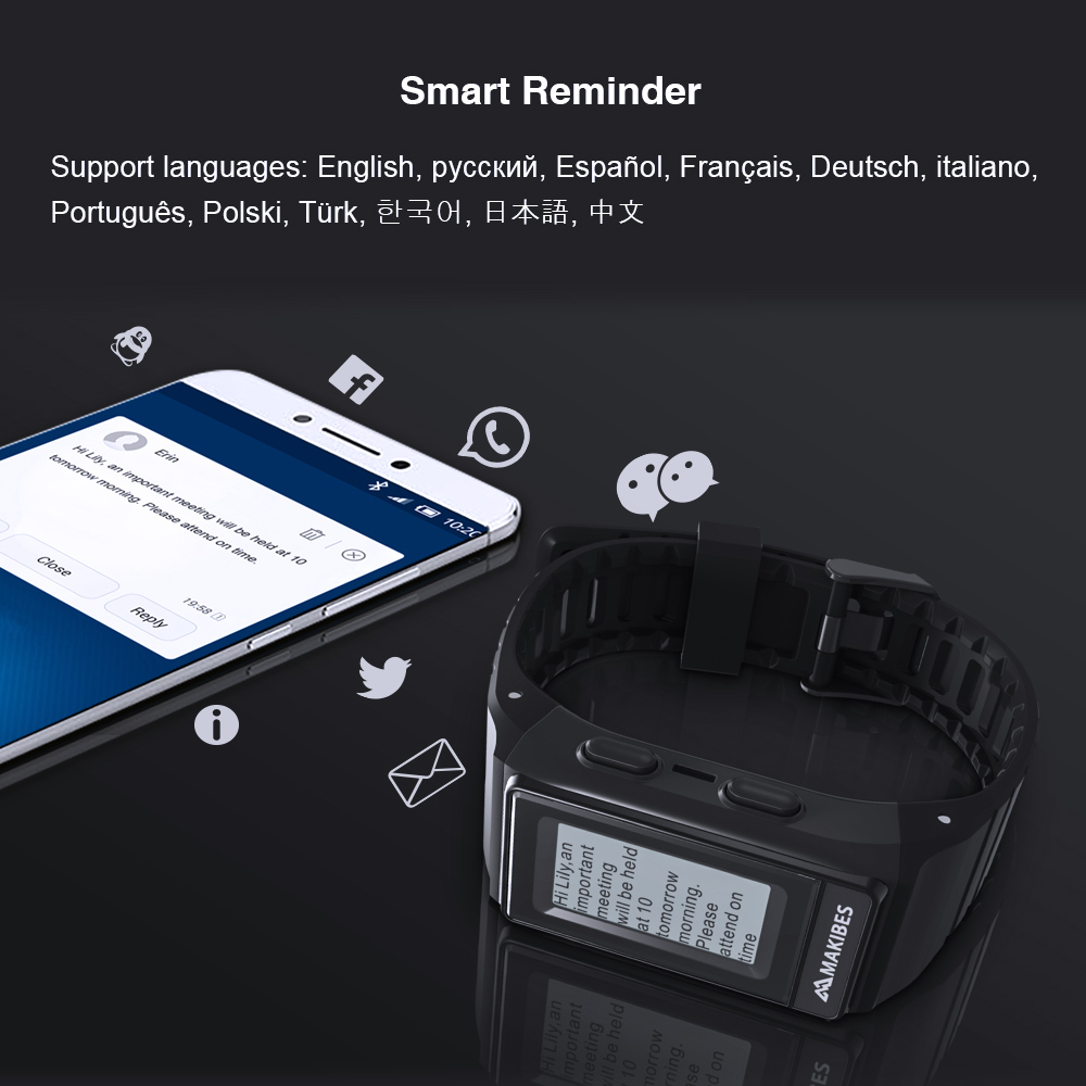 Makibes G03S Smart Bracelet Inbuilt GPS IP68 Water Resistant Heart Rate Monitor Sunlight Legibility Screen Compatible With IOS Android - Red