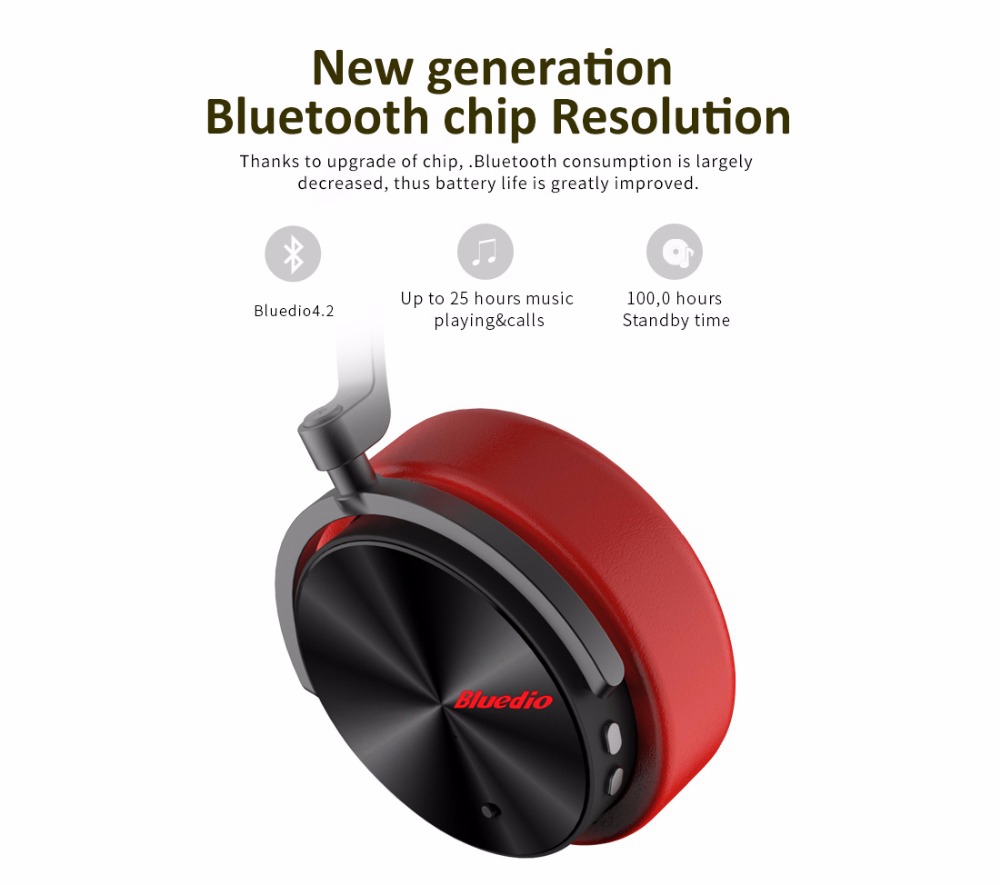 Bluedio T5 Wireless Bluetooth Headphone with Microphone - Yellow