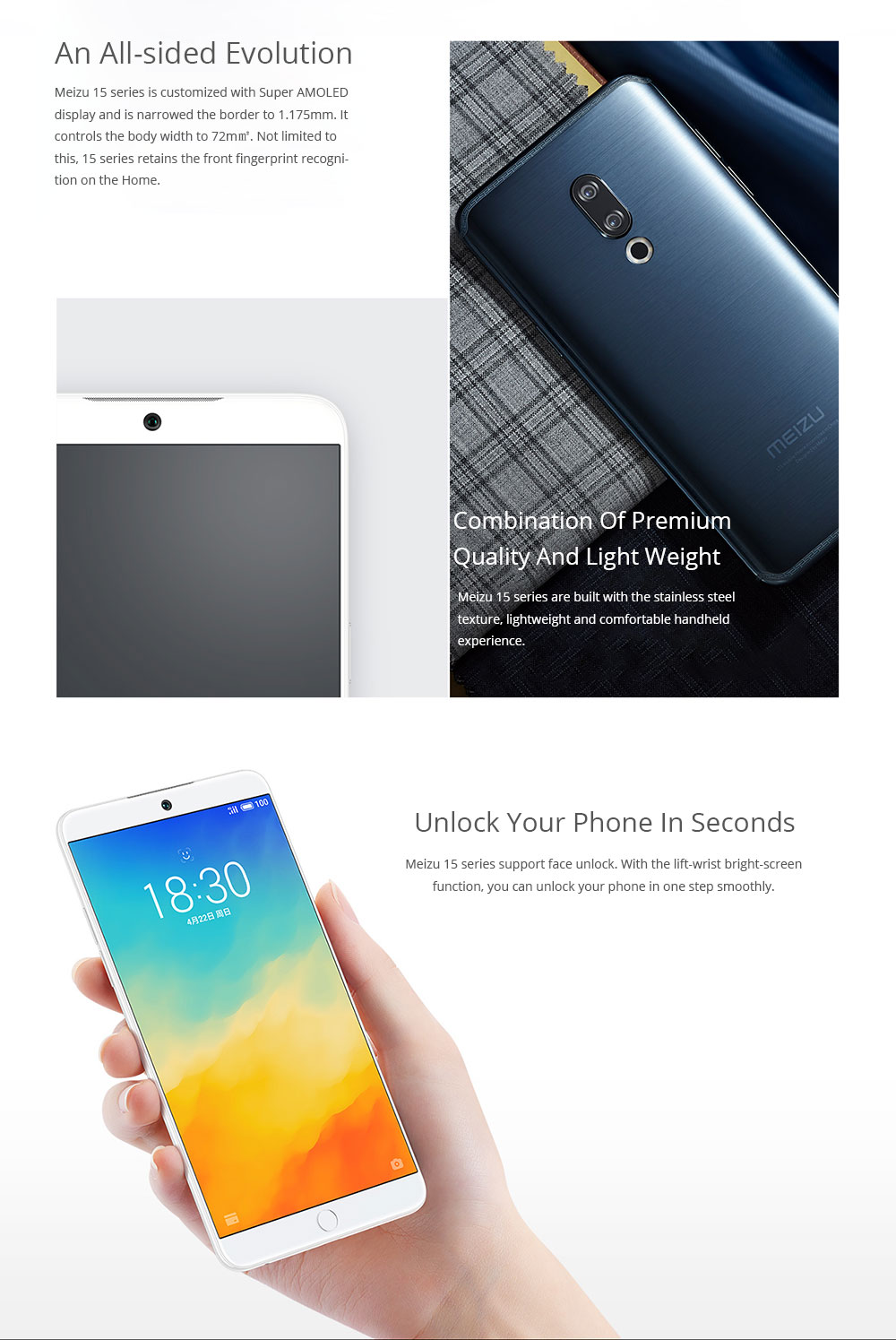 Meizu 15 Plus 5.95 Inch 4G LTE 2K Screen Smartphone Exynos 8895 6GB 64GB 20.0MP+12.0MP Dual Rear Cameras Touch ID Fast Charging Type-C OTG - Black