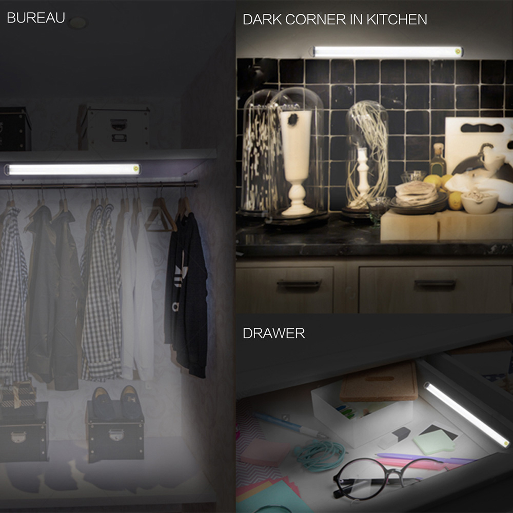 15LED Rigid Strip Hard Bar Light USB 30CM 5V Tube Touch Switch LED Strip Lamp -White