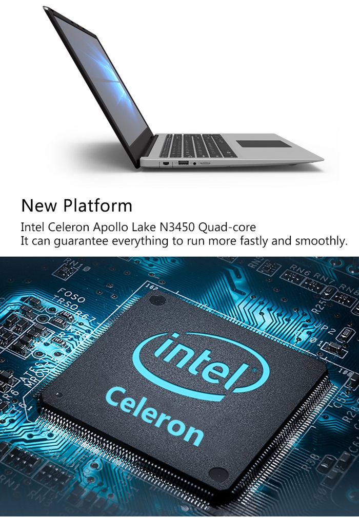 YEPO 737A6 Laptop Intel Apollo Lake N3450 Quad Core 15.6 inch IPS Screen 1920*1080 Windows 10 6GB DDR3 64GB eMMC - Silver