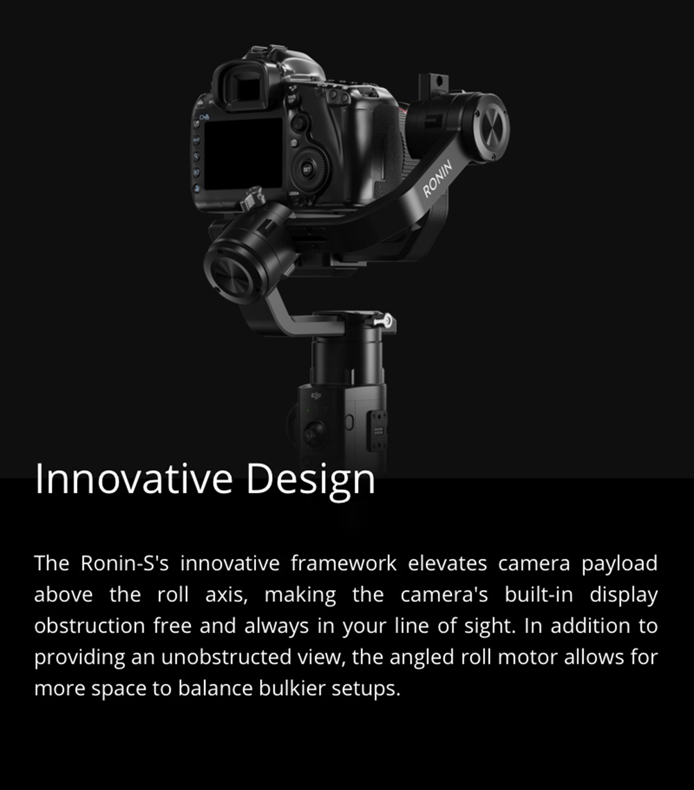 DJI RONIN-S 3-Axis Brushless Handheld Gimbal for Mirrorless DSLR Camera - Single Handheld