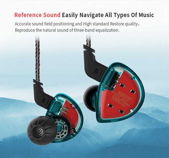 KZ ES4 HiFi Earphone Balanced Armature Dynamic Driver Hybrid Noise Cancelling Heavy Bass Headphone - Black
