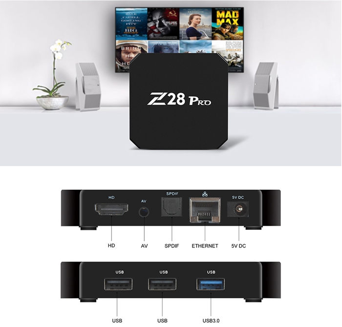 Z28 PRO RK3328 Android 7.1 4GB/32GB TV BOX 2.4G/5G Dual Band WIFI Bluetooth4.0 USB3.0 LAN