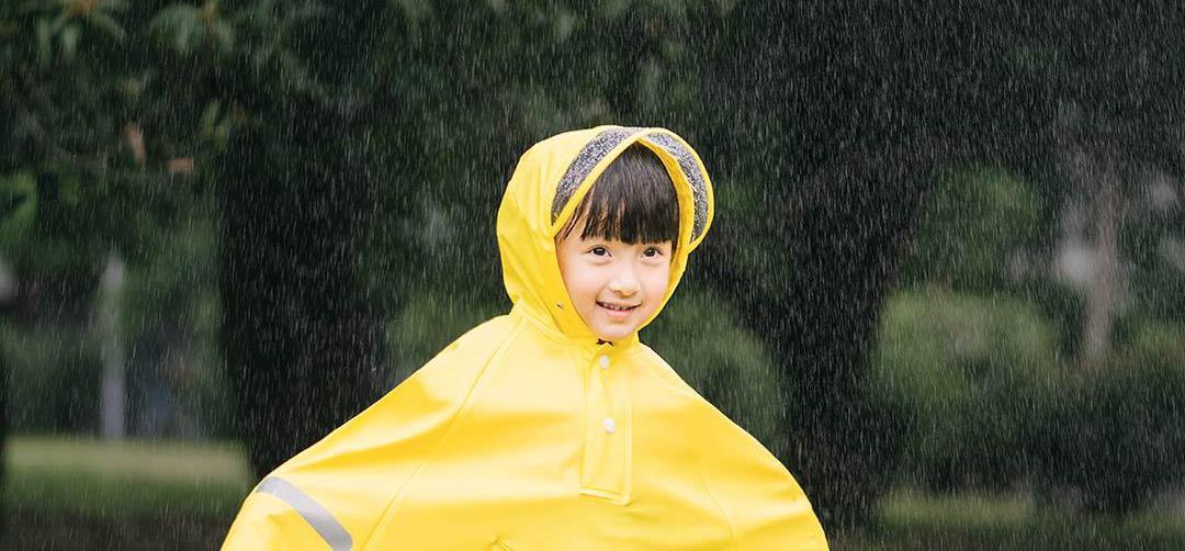 Xiaomi Mijia Children Cape Raincoat Cloak Design Soft Light Rainproof Security Reflection - Yellow 140/68cm