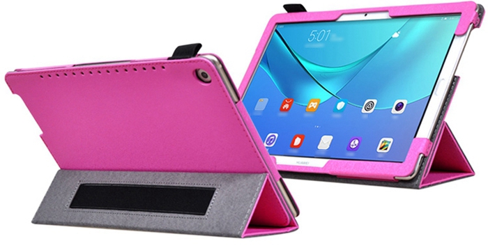 Protective Leather Case With Kickstand Armband Function For Huawei M5 10.8 Inch Tablet PC - Black