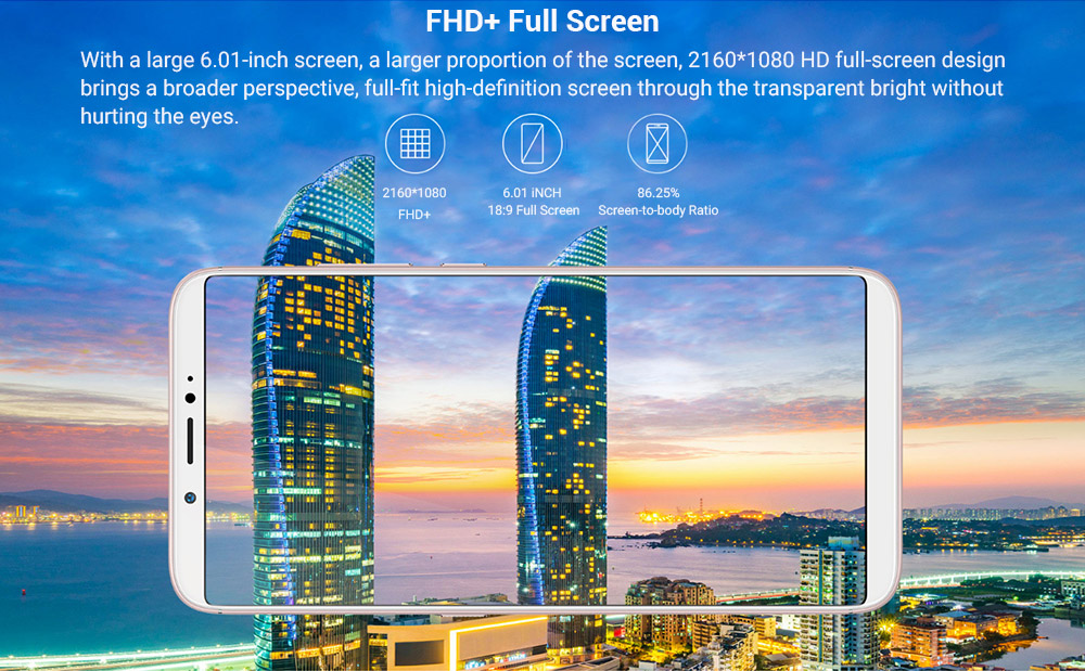Nubia V18 6.01 Inch 4G LTE Smartphone Snapdragon 625 4GB 64GB 13.0MP Camera Nubia UI 5.1 4000mAh Face ID 18:9 FHD+ Full Screen OTG - Black