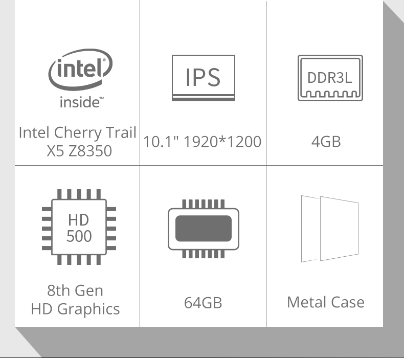 Jumper EZpad 7 Tablet Intel Cherry Trail X5 Z8350 Quad Core (Black+Gray) + Original Magnetic Docking Keyboard Case (Black)