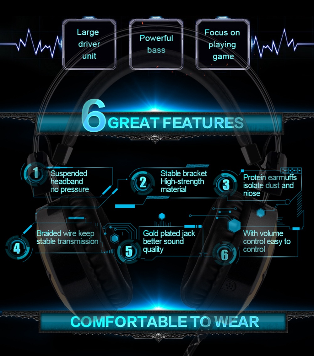 M1 Gaming Headset with Mic 3.5mm+USb Interface Colorful Glowing - Black Silver