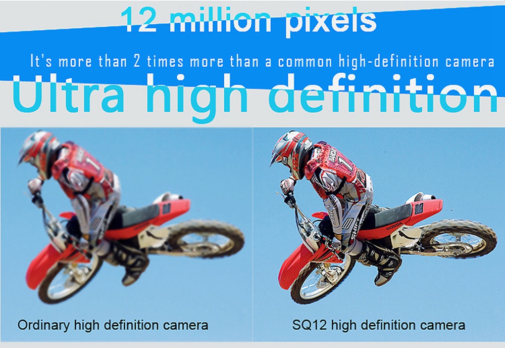 Quelima SQ12 Mini Camera Sports HD DV Camcorder Night Vision 155 Degrees FOV Angle 30 Meters Waterproof 1080P HD Car DVR - Black