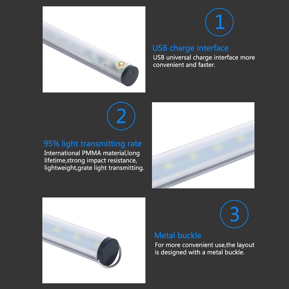 15LED Rigid Strip Hard Bar Light USB 30CM 5V Tube Touch Switch LED Strip Lamp -White