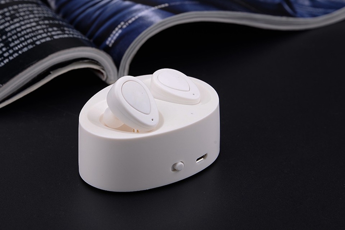 TWS K2 Bluetooth Earphones Mini Wireless Headphone Stereo Music Headset with Power Bank Box - Black