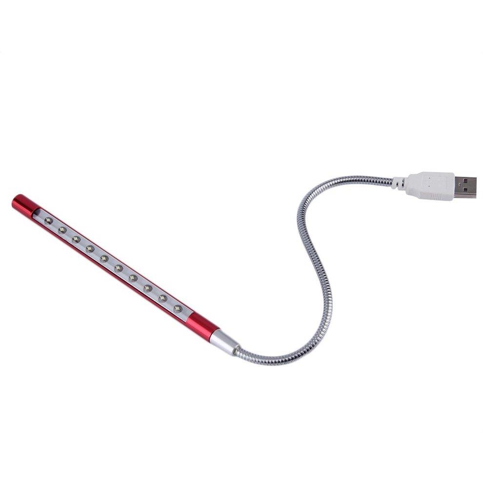 Mini Desk Reading USB LED Light Flexible for Notebook Laptop Portable New - Red