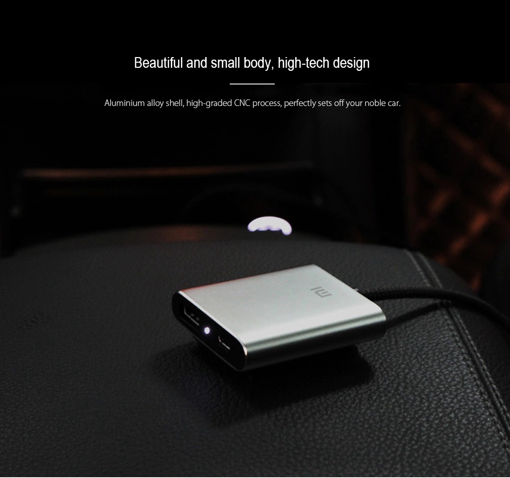 Original Xiaomi Clip-On Car Charger Expansion Device USB-A / USB-C Dual Ports Intelligent Temperature Control - Silver