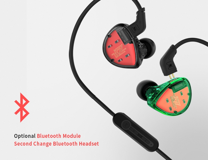 KZ ES4 HiFi Balanced Armature Dynamic Driver Hybrid Earphone Noise Cancelling Heavy Bass Headphone - Cyan