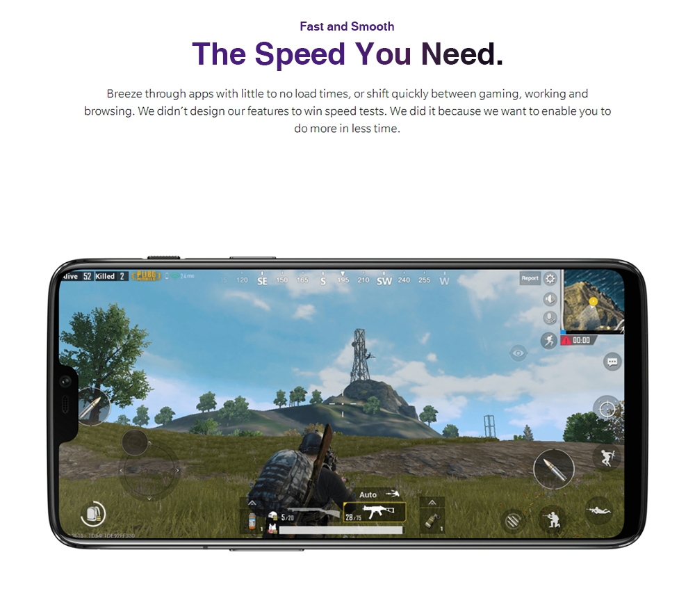 Oneplus 6 6.28 Inch Full Screen 4G Smartphone Snapdragon 845 Soc 8GB 128GB 20.0MP+16.0MP Dual Rear Cameras Android 8.1 NFC Dash Charge Type-C - Midnight Black