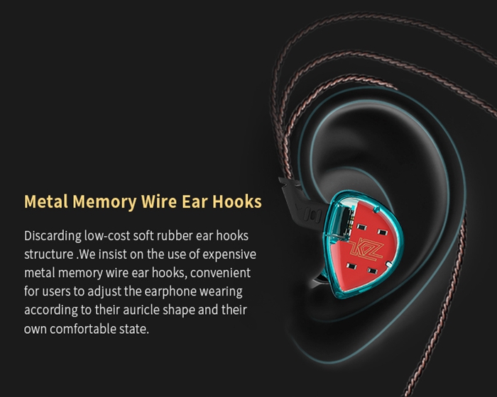KZ ES4 HiFi Balanced Armature Dynamic Driver Hybrid Earphone Noise Cancelling Heavy Bass Headphone - Cyan