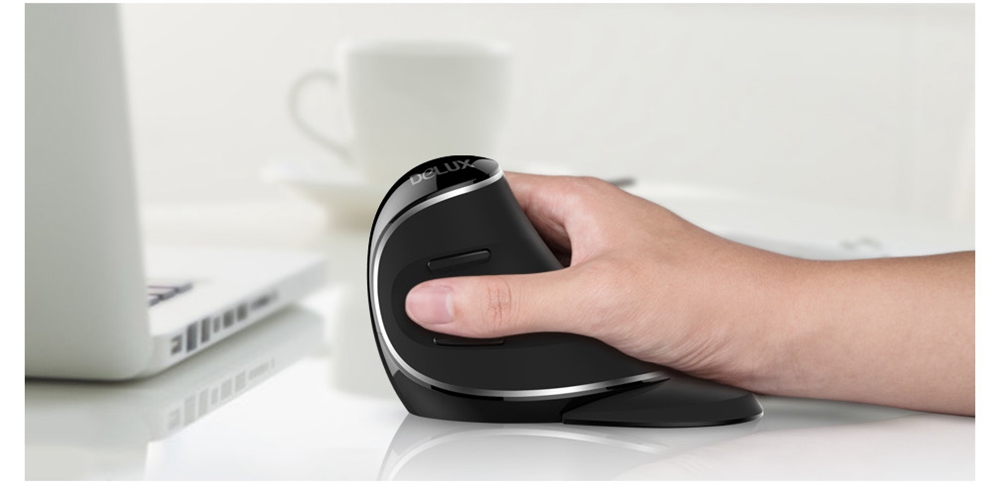 Delux M618 Plus 2.4G Blue Light Wireless Portable Mobile Mouse 6 Buttons For PC Laptop Desktop 1600 DPI - Black