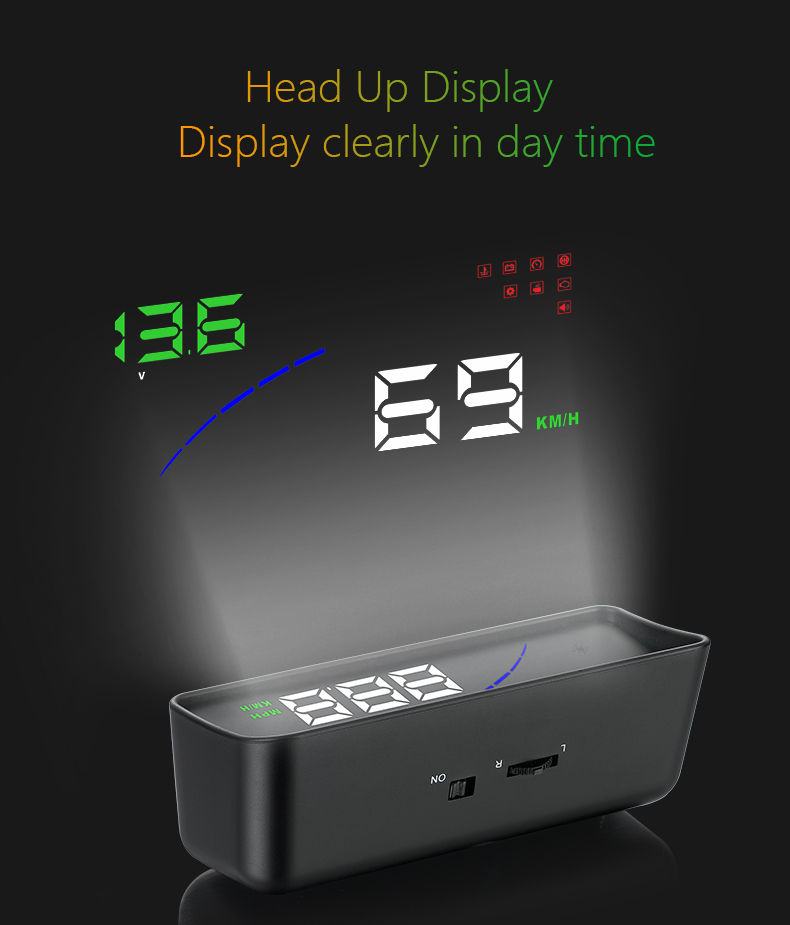 P9 3.6 Inch OBDII Car HUD Head Up Display Intelligent Digital Instrument Speedometer - Black