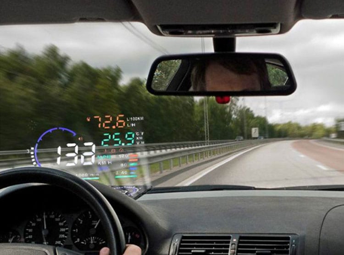 A8 5.5 Inch OBDII Car HUD Head Up Display Windscreen Projector With Speed Warning Intelligent Digital Instrument - Black