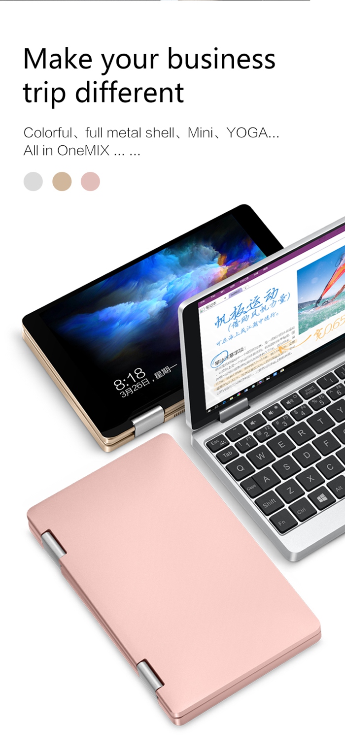 One Netbook One Mix Laptop Intel Cherry Trail x5-Z8350 Quad Core 7" IPS Screen 1920*1200 Windows 10 8GB DDR3 128GB eMMC - Silver