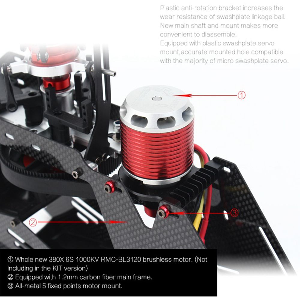 ALZRC Devil 380 FAST FBL 380mm Fiber Blades RC Helicopter Super Combo Version - Red