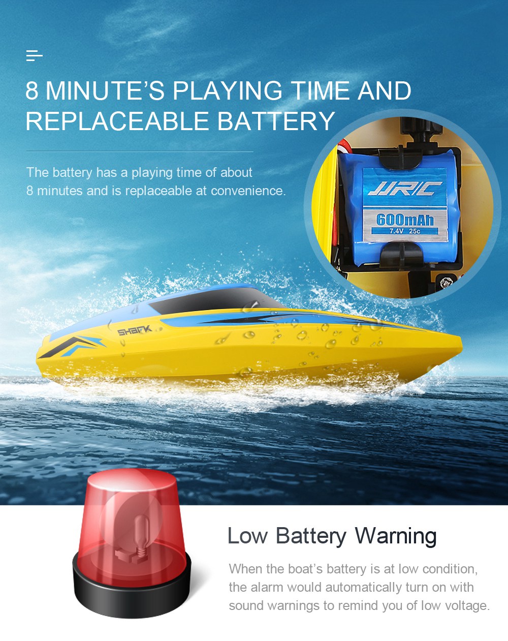 JJRC S1 PENTIUM RC Boat 2.4G Waterproof Protection 180 Degree Flip High Speed Brushed RTR - Red