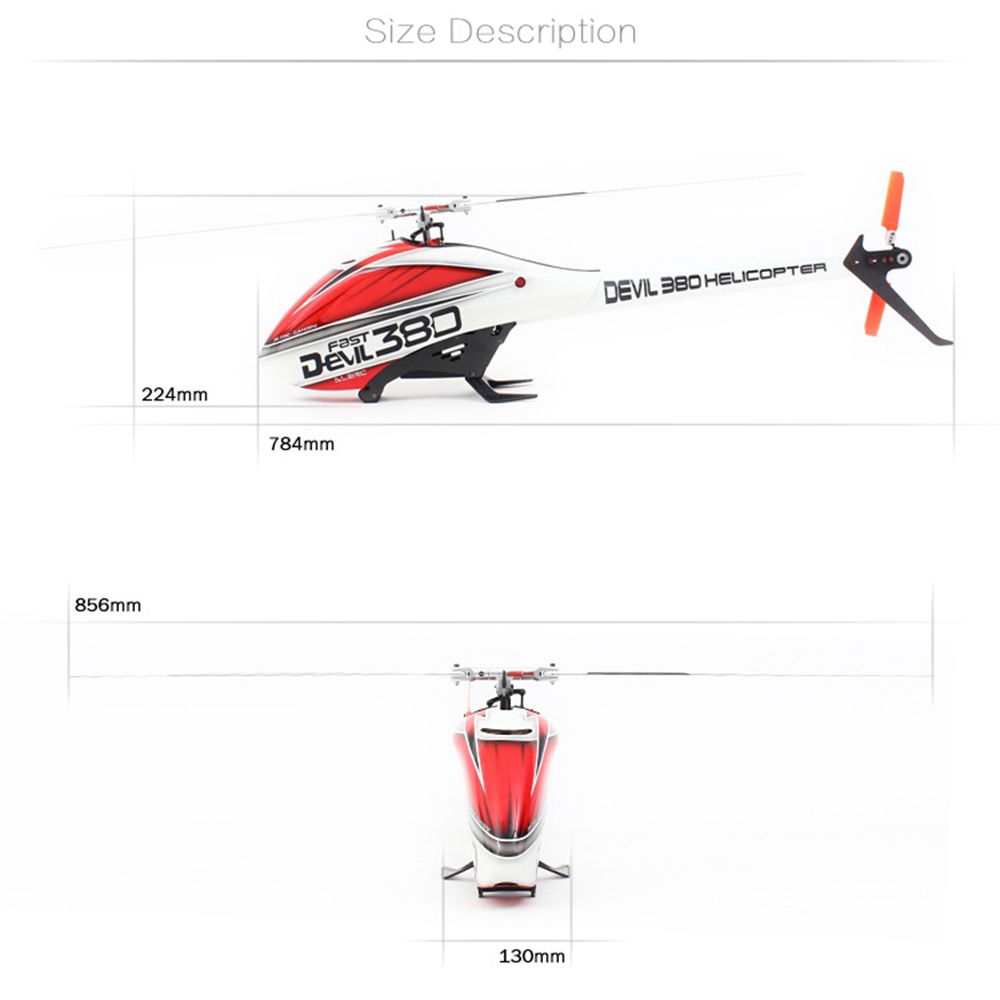 ALZRC Devil 380 FAST FBL 380mm Fiber Blades RC Helicopter Super Combo Version - Red