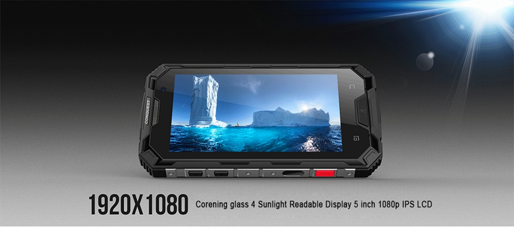 Conquest S8 5.0 Inch IP68 Waterproof 4G Smartphone MTK6755 4GB 64GB 16.0MP Rear Camera Android 6.0 FHD Screen 6000mAh - Black