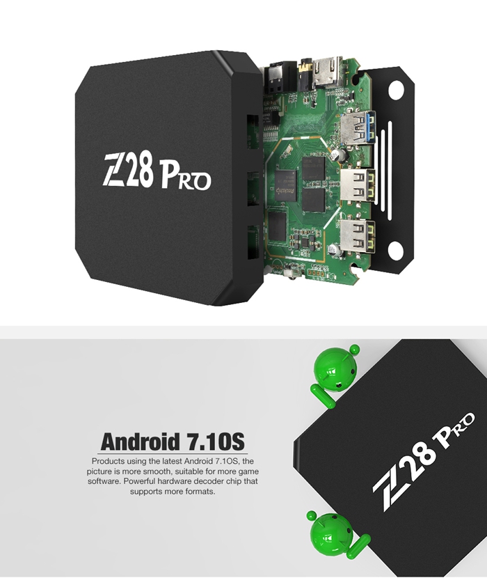 Z28 PRO RK3328 Android 7.1 4GB/32GB TV BOX 2.4G/5G Dual Band WIFI Bluetooth4.0 USB3.0 LAN