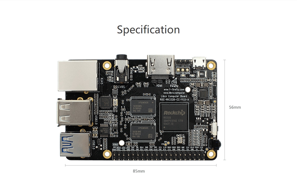 Firefly ROC-RK3328-CC Quad-Core 64-Bit Open source Main Board 2G DDR4 USB3.0 1000M LAN