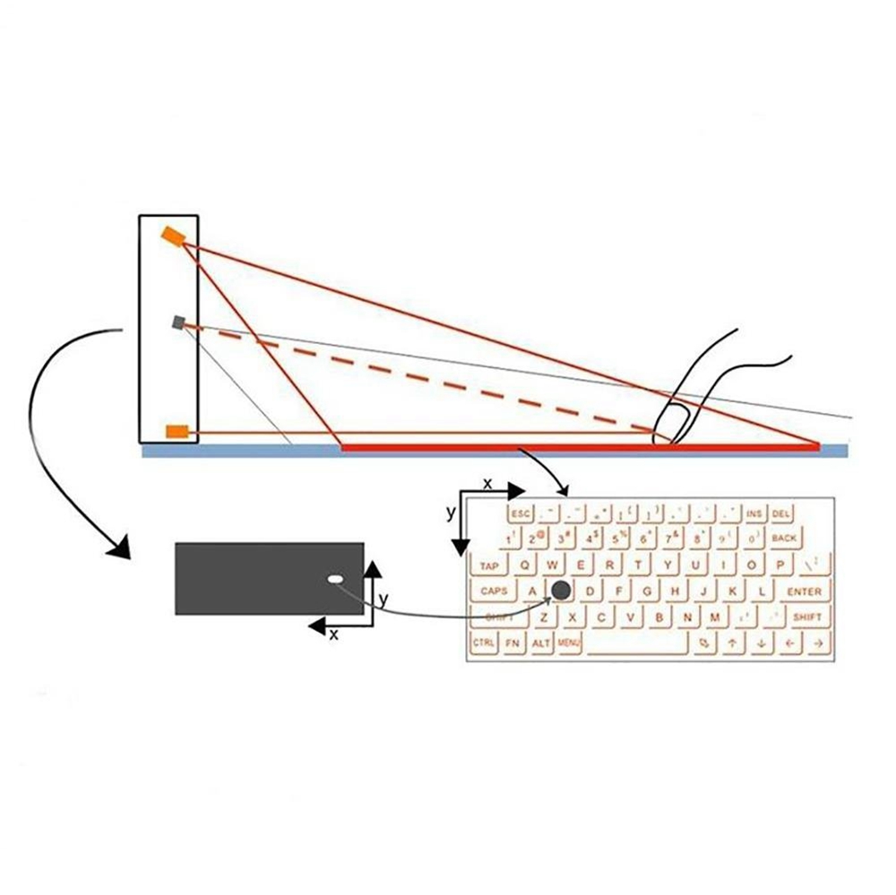 F3 4 in 1 Bluetooth Wireless Virtual Laser Projection Keyboard Power Bank Support Windows Android IOS - Silver