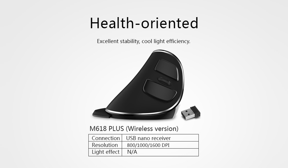 Delux M618 Plus 2.4G Blue Light Wireless Portable Mobile Mouse 6 Buttons For PC Laptop Desktop 1600 DPI - Black
