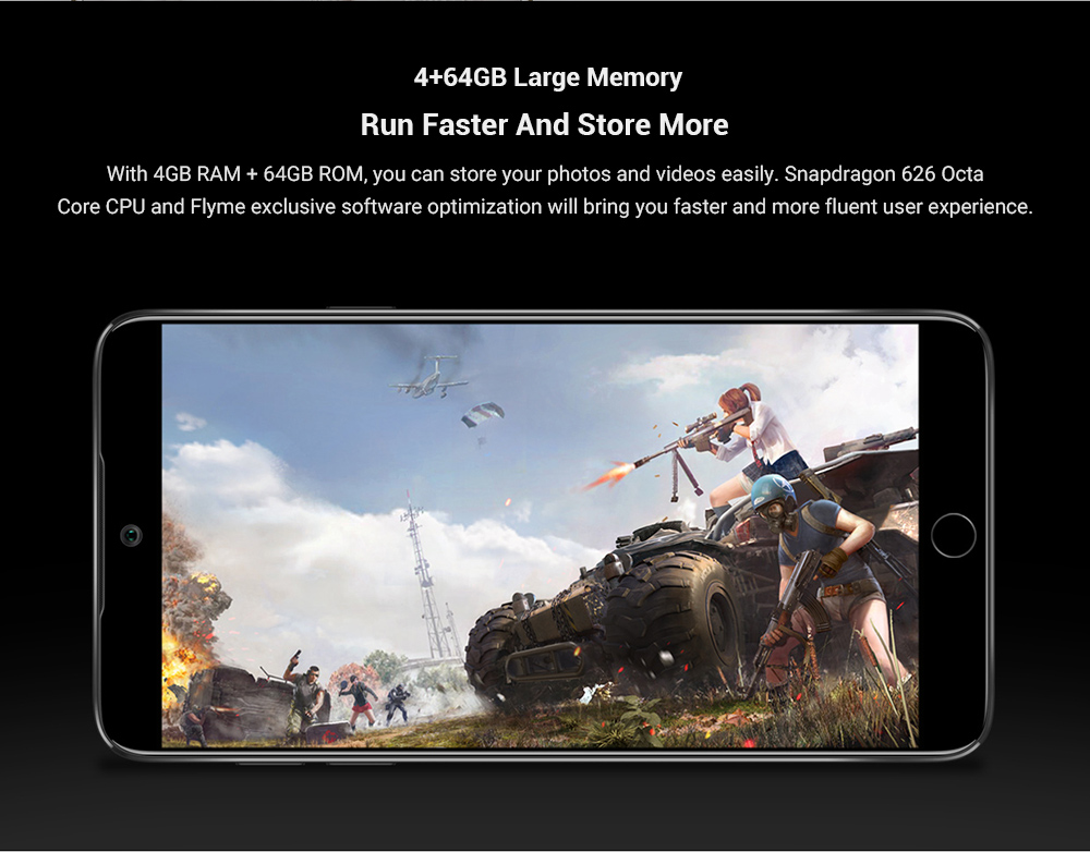 Meizu M15 5.46 Inch 4G LTE Smartphone Snapdragon 626 4GB 64GB 20.0MP AI Camera Flyme 7 OS FHD Screen Touch ID Fast Charging Type-C OTG GPS - Black