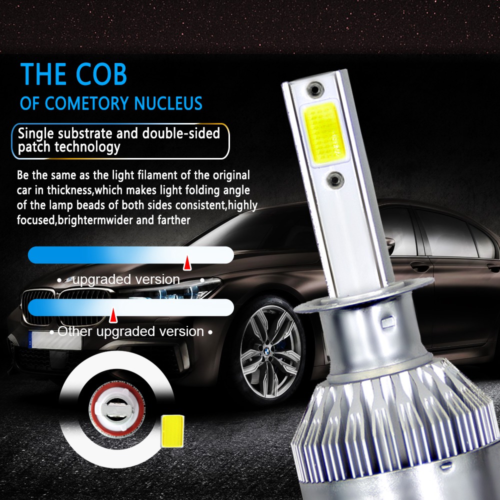 H7 Car LED Headlight Bulb 36W 6000K 4000 Lumens Extremely Bright Chips Conversion Kit - Silver